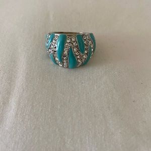 Express faux turquoise and rhinestone ring